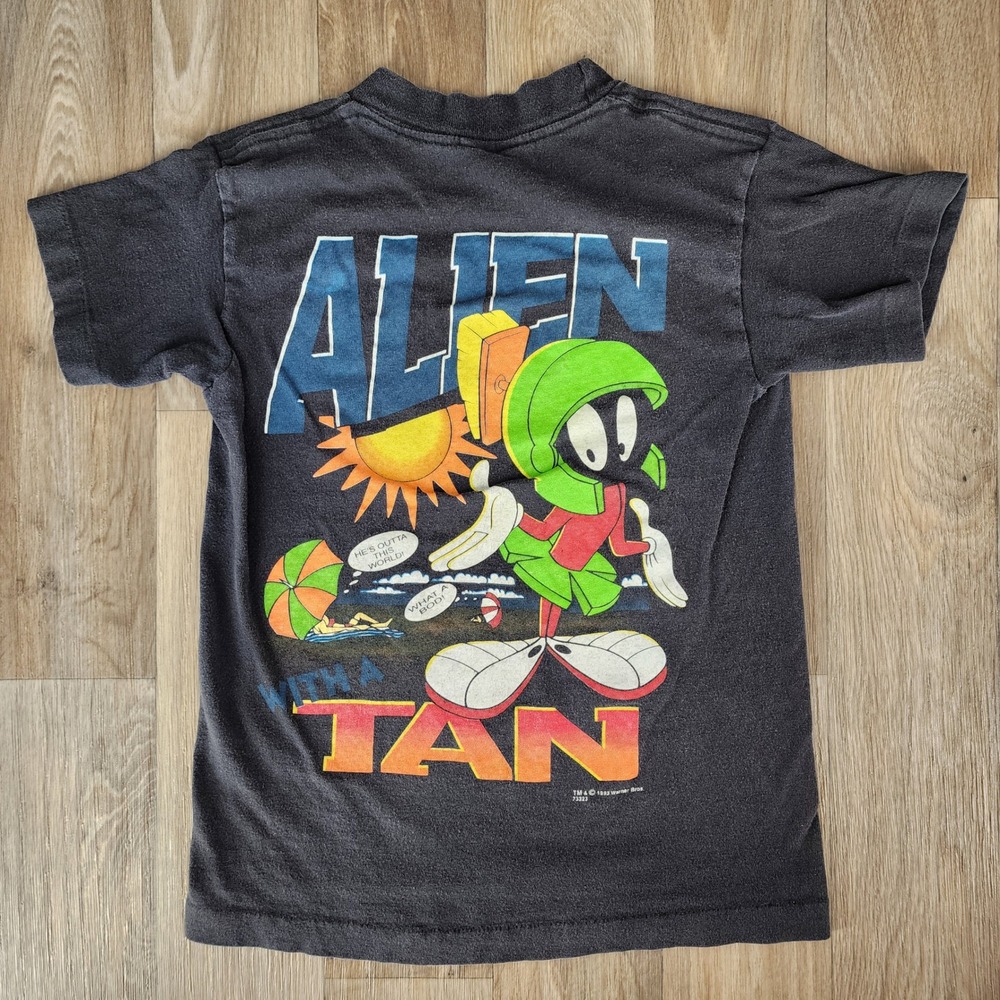 Vintage 1993 Looney Tunes Marvin the‎ Martian Alien With A Tan PR T-Shirt